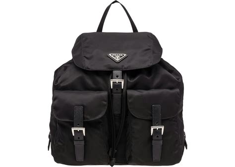 prada vela backpack silver tone black|small Prada nylon backpack.